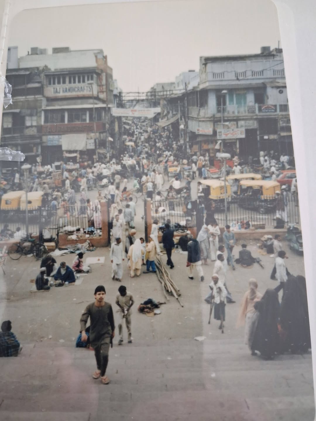 View from Shahi Jama Masjid looking towards Subhash Bazar and Kinari Bazar area. Taj Handicrafts on the building on the top left is a clear indicator. Image by Eric Mycroft, Facebook