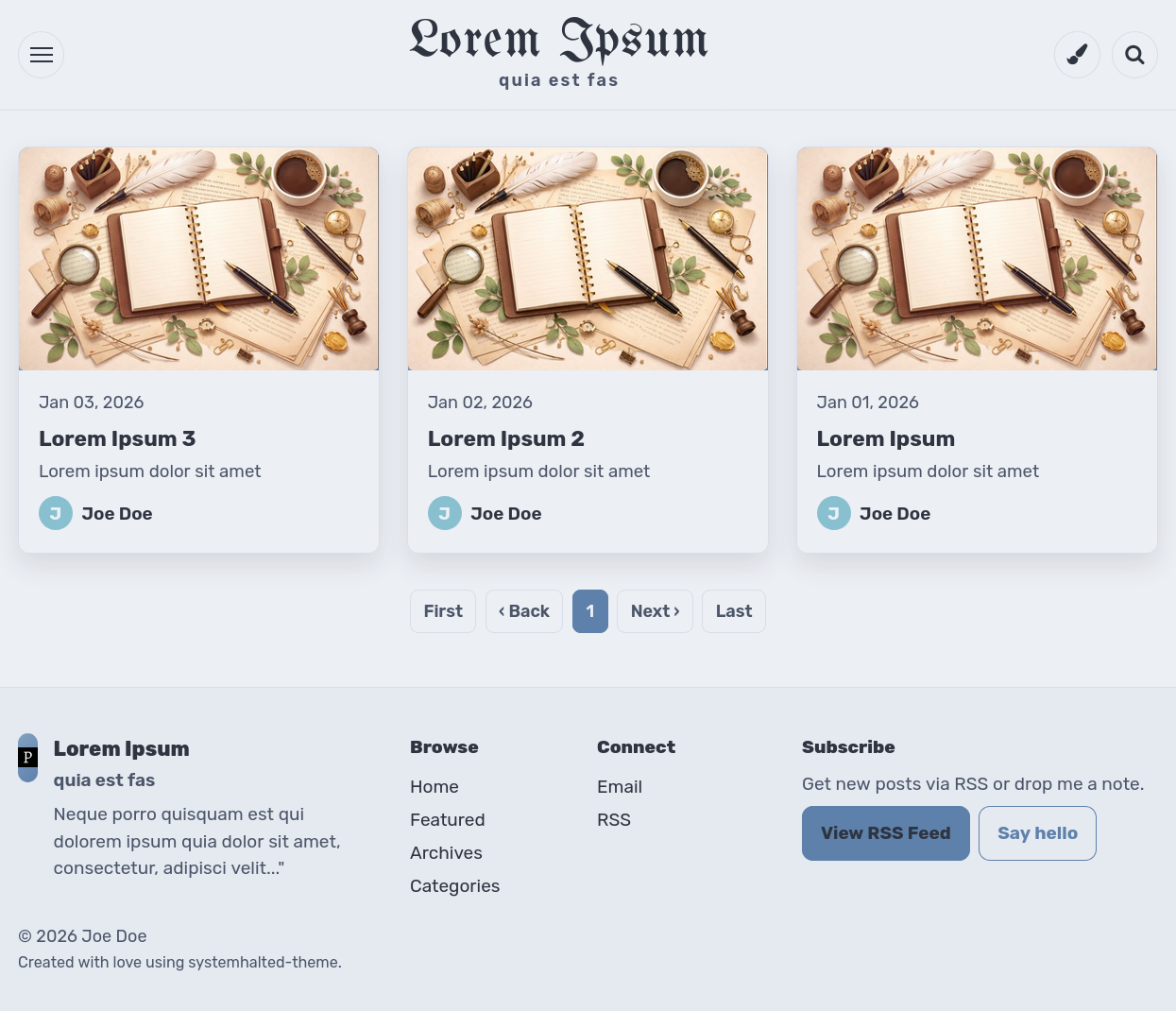 Screenshot of the System Halted Jekyll theme